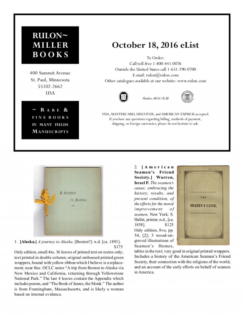 October 18, 2016 New Acquisitions