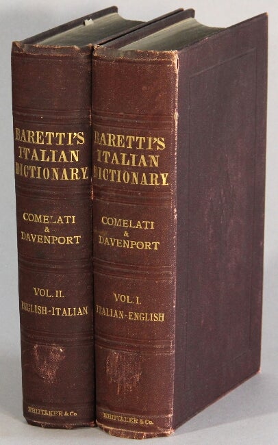 Item #11232 A new dictionary of the Italian and English languages, based upon that of Baretti. John Davenport, Guglielmo Comelati.