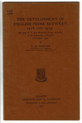 Item #12318 The development of English prose between 1918 and 1939. The fifth W.P. Ker Memorial...