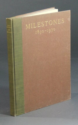 Item #12605 THE BOSTON SOCIETY of Natural History, 1830-1930. Milestones [cover title