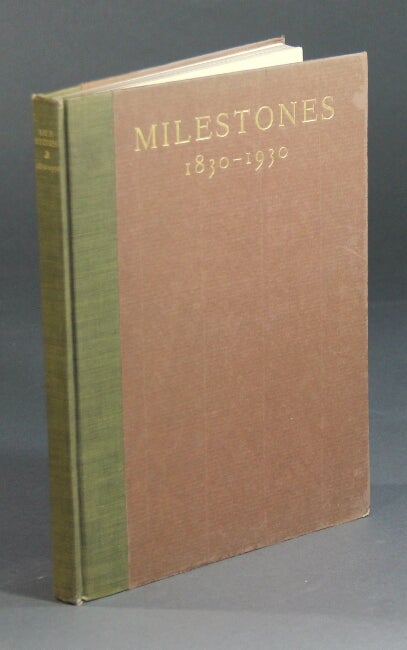 Item #12605 THE BOSTON SOCIETY of Natural History, 1830-1930. Milestones [cover title].