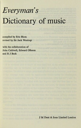 Everyman's dictionary of music. Revised by Sir Jack Westrup.