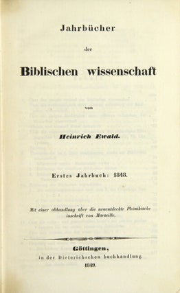 Item #13772 Jahrbucher der Biblischen wissenschaft. HEINRICH EWALD