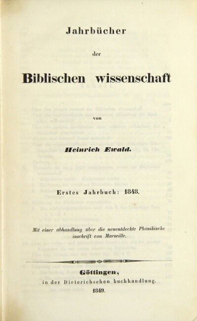 Item #13772 Jahrbucher der Biblischen wissenschaft. HEINRICH EWALD.