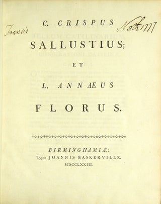 Item #13945 C. Crispus Sallustius; et L. Annaeus Florus. Gaius Sallustius Crispus, Lucius Annaeus...