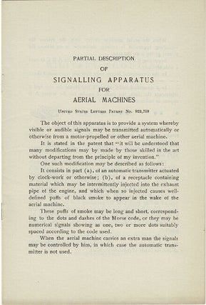 Item #146 Partial description of signaling apparatus for aerial machines. James Means