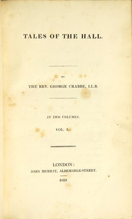Item #16476 Tales of the hall. GEORGE CRABBE, Rev