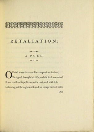 Retaliation: a poem. By Dr. Goldsmith. Including epitaphs on the most distinguished wits of this metropolis.