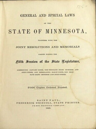 Item #17281 General and special laws of the state of Minnesota, together with the joint...