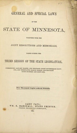 Item #17329 General and special laws of the State of Minnesota