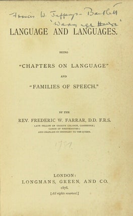 Language and languages. Being "Chapters on Language" and "Families of Speech".
