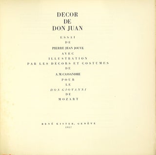 Item #21242 Decor de Don Juan. Essai de Pierre Jean Jouve avec illustration par les decors et...