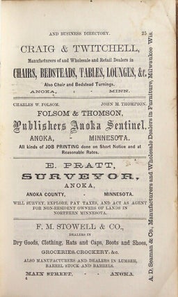 Minnesota gazetteer and business directory, for 1865, containing a list of cities, villages, and post offices in the state; a list of business firms; state and county organizations …