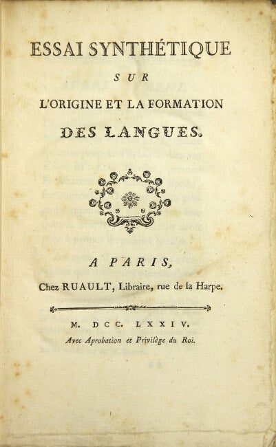 Item #21925 Essai synthétique sur l'origine et la formation des langues. L'Abbé COPINEAU.
