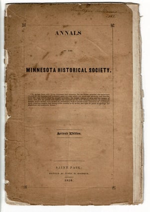 Item #22171 Annals of the Minnesota Historical Society. Second edition. Minnesota Historical Society