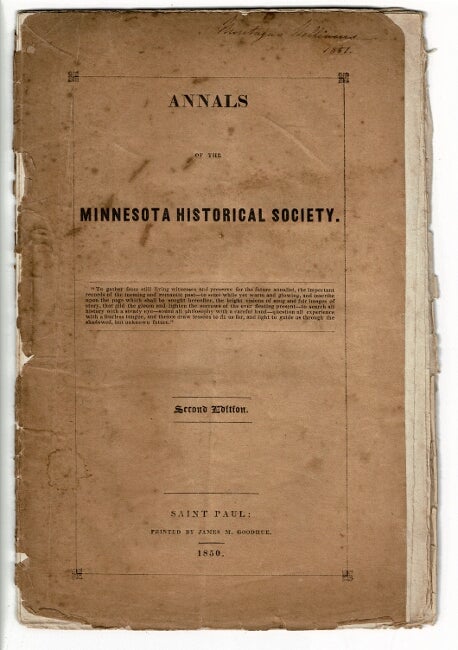 Item #22171 Annals of the Minnesota Historical Society. Second edition. Minnesota Historical Society.