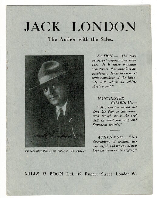 Item #22555 Jack London. The author with the sales [drop title]. JACK LONDON.