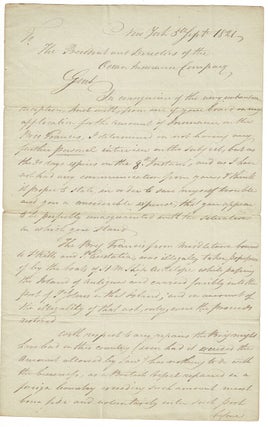 Item #22673 One and one-half page autograph letter signed to the President and Directors of the...