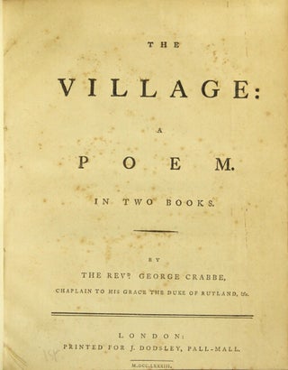 Item #24288 The village: a poem. In two books. GEORGE CRABBE, Rev