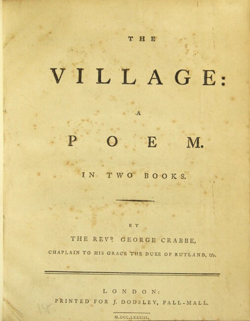 Item #24288 The village: a poem. In two books. GEORGE CRABBE, Rev.