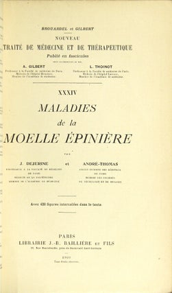 Item #25102 Maladies de la moelle épinière. JOSEPH JULES DÉJÉRINE, André...
