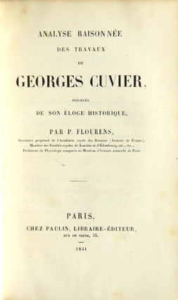 Item #25122 Analyse raisonée des travaux de Georges Cuvier. Précédée de son éloge...