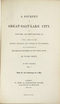 Item #25742 A journey to Great-Salt-Lake City … with a sketch of the history, religion, and...