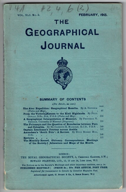 Item #25976 The Abor Expedition: geographical results. As contained in Vol. XLI, No. 2 of The Geographical Journal. A. Bentinck.