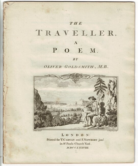 Item #26083 The traveller, a poem. OLIVER GOLDSMITH.