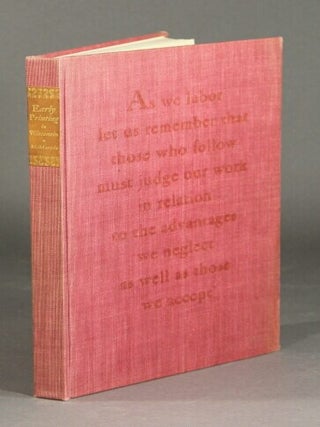Item #26148 Early printing in Wisconsin. With a bibliography of the issues of the press,...