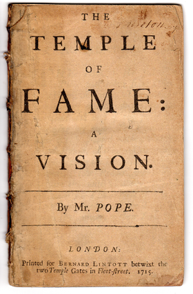 The temple of fame: a vision. By Mr. Pope.
