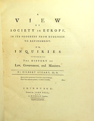 Item #26423 A view of society in Europe, in its progress from rudeness to refinement: or...