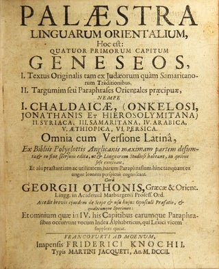 Item #26745 Palaestra linguarum orientalium, hoc est: quatuor primorum capitum Geneseos, I....