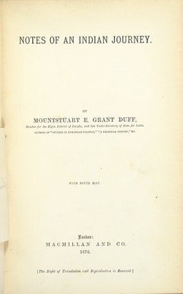 Item #27104 Notes of an Indian journey. Mountstuart E. Grant Duff