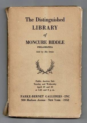 Item #27874 Library of Moncure Biddle. PARKE-BERNET GALLERIES