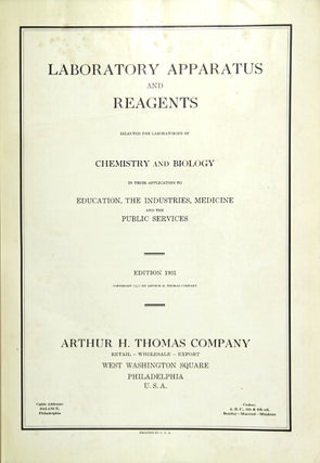 Item #28001 Laboratory apparatus and reagents selected for laboratories of chemistry and biology...