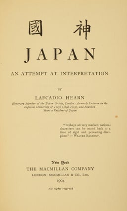 Japan: an attempt at interpretation.