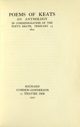 Item #28076 Poems of ... an anthology in commemoration of the poet's death, February 23 1821....