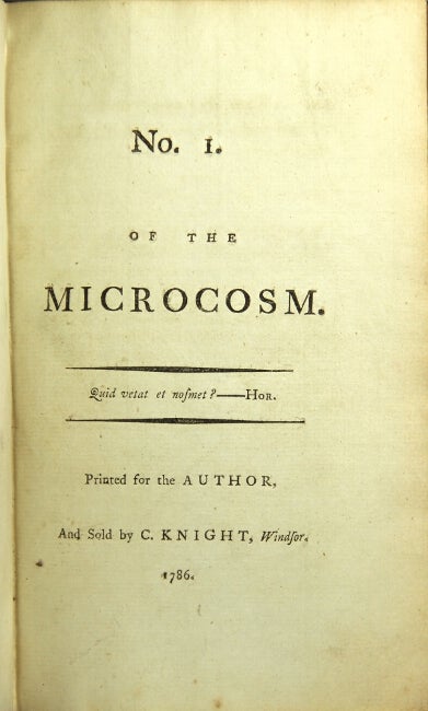 Item #29002 No. 1. [-40] of the Microcosm. George Canning, John Hookham Frere.