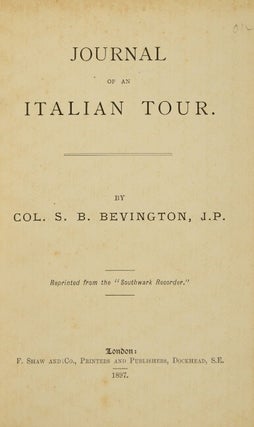 Journal of an Italian tour.