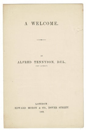 Item #2954 A welcome. Alfred Tennyson, Lord