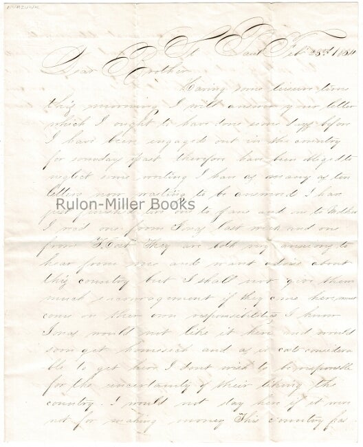 Item #29574 Two page A.L.s. from J. S. Homes to his brother George E. Homes