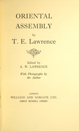 Oriental assembly. Edited by A.W. Lawrence, with photographs by the author.