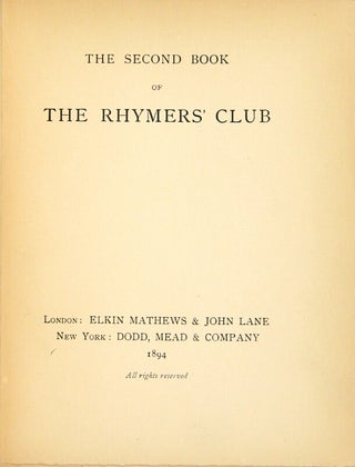 The second book of the Rhymers' Club.