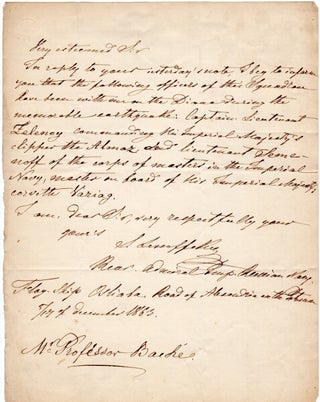 Item #30487 One-page autograph letter signed to Prof. Alexander Dallas Bache. Stepan Lesosvsky,...