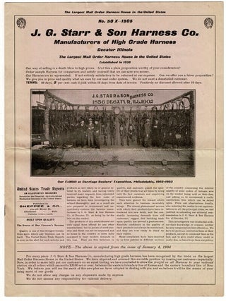 Item #30771 No. 50 X-1905. J. G. Starr & Son Harness Co., manufacturers of high grade harness. J....