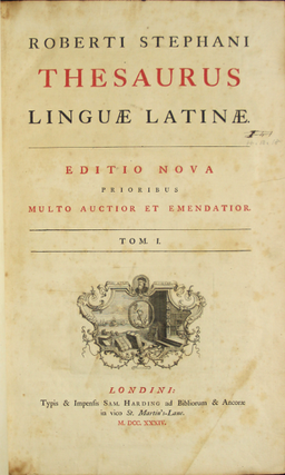 Thesaurus linguae Latinae. Editio nova prioribus multo auctio et emandatior