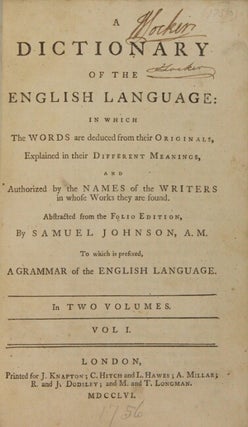 A dictionary of the English language: in which the words are deduced from their originals ... abstracted from the folio edition ... to which is prefixed a grammar of the English language.