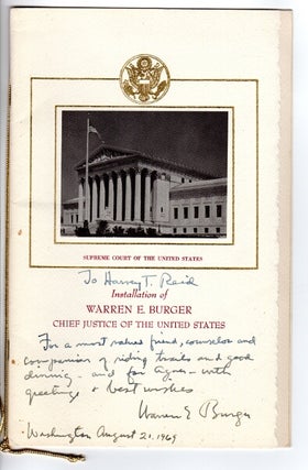 Item #31546 Installation of Warren E. Burger, Chief Justice of the United States [cover title]....