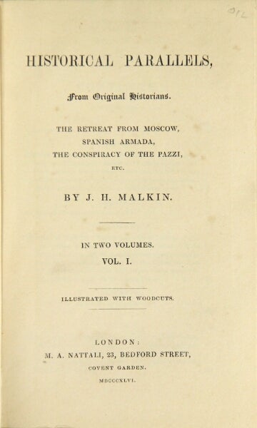 Item #31673 Historical parallels, from original historians. J. H. MALKIN.